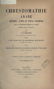 تحميل كتاب Chrestomathie arabe, lettres, actes et pièces diverses : avec la traduction française en regard accompagnée de notes et observations, suivie d’une notice sur les successions Musulmanes de M. Ch. Solvet et d’une concordance inédite des calendriers grégorien et Musulman de M.L. Chaillet PDF م. Ch. Solvet