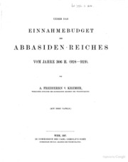 تحميل كتاب Ueber das Einnahmebudget des Abbasiden Reiches vom Jahre 306 H. (918 919) PDF