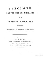 تحميل كتاب Specimen proverbiorum Meidanii PDF