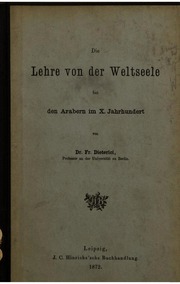 تحميل كتاب Die Lehre von der Weltseele bei den Arabern im X. Jahrhundert PDF بجودة فائقة