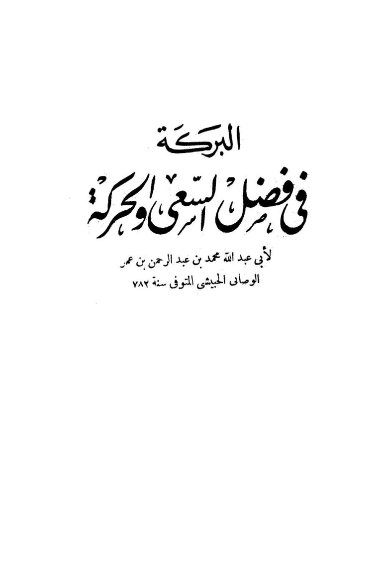 تحميل كتاب البركة في فضل السعي والحركة ل محمد بن عبد الرحمن بن عمر الوصابي الحبيشي أبو عبد الله PDF