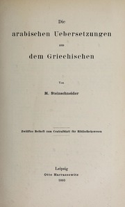 تحميل كتاب Die arabischen Uebersetzungen aus dem Griechischen PDF