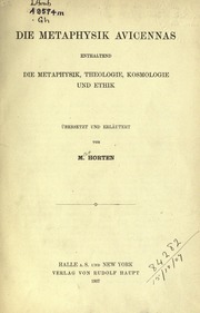 تحميل كتاب Die Metaphysik Avicennas, enthaltend die Metaphysik, Theologie, Kosmologie und Ethik, PDF