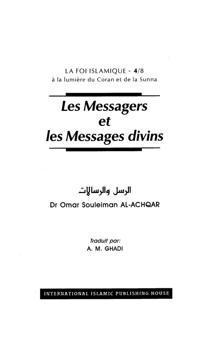 تحميل كتاب (4-8) Les Messagers et Les Messages divins – كتاب الرسل و الرسالات باللغة الفرنسية PDF د.عمر بن سليمان الأشقر