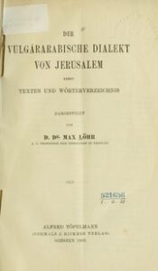 تحميل كتاب Der vulgärarabische Dialekt von Jerusalem : nebst Texten und Wörterverzeichnis PDF