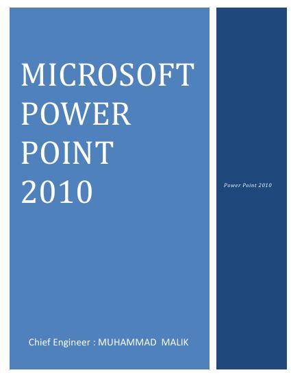 تحميل كتاب MICROSOFT POWER POINT 2010 PDF محمد مالك محمد نسخة خالية من الأخطاء