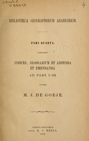 تحميل كتاب Bibliotheca geographorum Arabicorum PDF