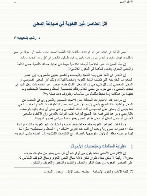 تحميل كتاب أثر العناصر غير اللغوية في صياغة المعنى ل رشيد بلحبيب PDF