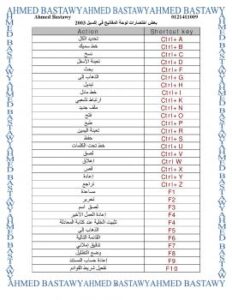 تحميل كتاب اختصارات لوحة المفاتيح في إكسيل 2003 PDF أحمد بسطاوي