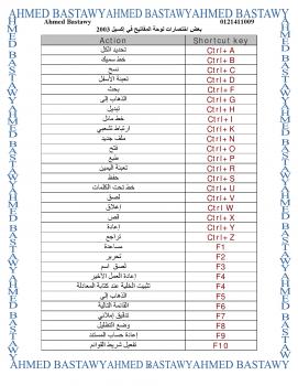 تحميل كتاب اختصارات لوحة المفاتيح في إكسيل 2003 PDF أحمد بسطاوي