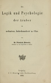 تحميل كتاب Die Logik und Psychologie der Araber im zehnten Jarhhundert n. Chr. PDF