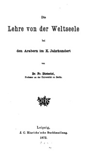 تحميل كتاب Die Lehre von der Weltseele bei den Arabern im X. Jahrhundert PDF نسخة خالية من الأخطاء