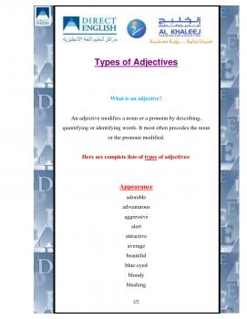 تحميل كتاب Types of Adjectives PDF مبلرك أحمد الطالب