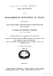 تحميل كتاب The history of the Mohammedan dynasties in Spain, extracted from the Nafhu-t-tíb min ghosni-l-Andalusi-r-rattíb wa táríkh Lisánu-d-Dín Ibni-l-Khattíb PDF Lisánu-d-Dín Ibni-l-Khattíb