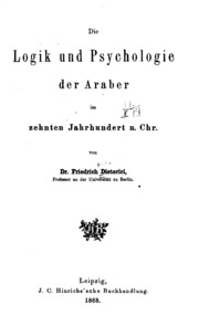 تحميل كتاب Die Logik und Psychologie der Araber im zehnten Jarhhundert n. Chr. PDF نسخة واضحة