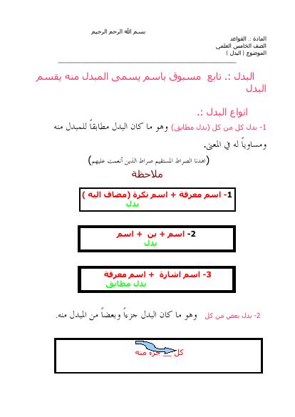 تحميل كتاب (البدل) الخامس العلمي مجموعة من الطلاب PDF