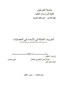 تحميل كتاب الحروف العاملة في الأسماء في المفضليات PDF علي محمود أحمد محمد خير