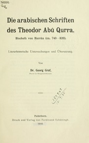 تحميل كتاب Die arabischen Schriften des Theodor Abû Qurra, Bischofs von Harrân (ca. 740-820) PDF Theodor Abû Qurra